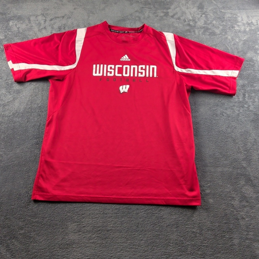 Wisconsin Football NCAA Adidas Climalite XXL Red Tshirt New Men